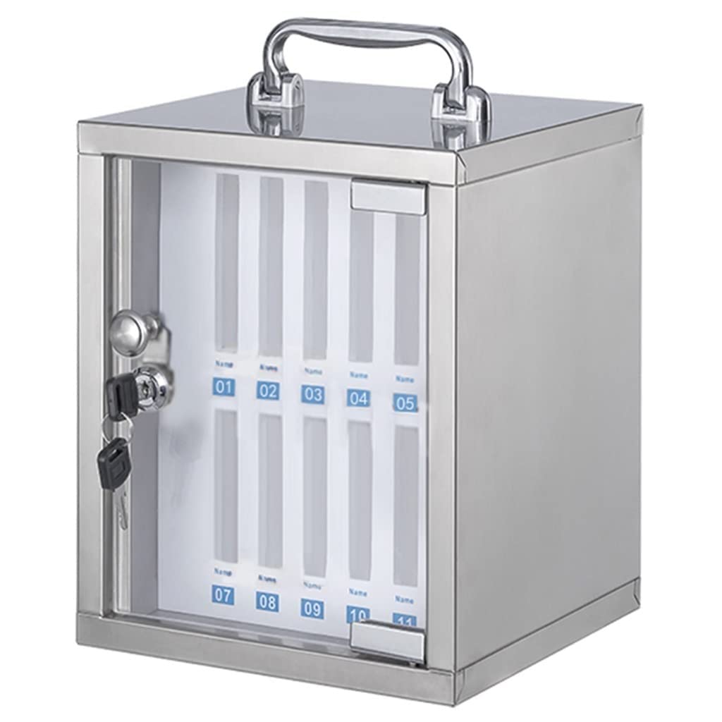 Caja de Almacenamiento metálica para teléfonos móviles, con Cerradura y Llaves, para la Escuela, la Oficina, el Gimnasio, el hogar y el Garaje. Organizador Seguro de 12 Compartimentos en Col