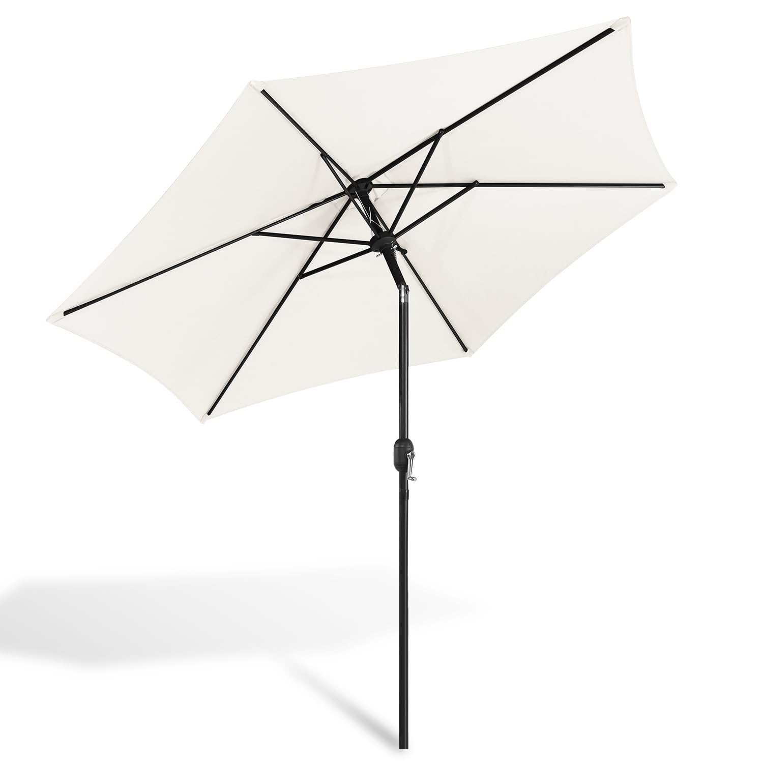 Lospitch Sombrilla de 270 cm, sombrilla de jardín de aluminio con protección UV, para balcón, antimanchas, para jardín, piscina, playa de arena, sin soporte (beige).., Beige/ángulo de inclinación,