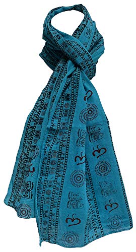Men's & Women's Indian Om (Aum) Sanskrit Mantra Block Print Cotton Scarf Stole