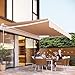 U-MAX Retractable Awning, 13'x8' Manual Awnings for Patio Sun Shade Shelter, Water-Resistant Polyester Cover Outdoor Door Window Awning with Crank Handle for Deck, Home, Backyard, Balcony, Beige