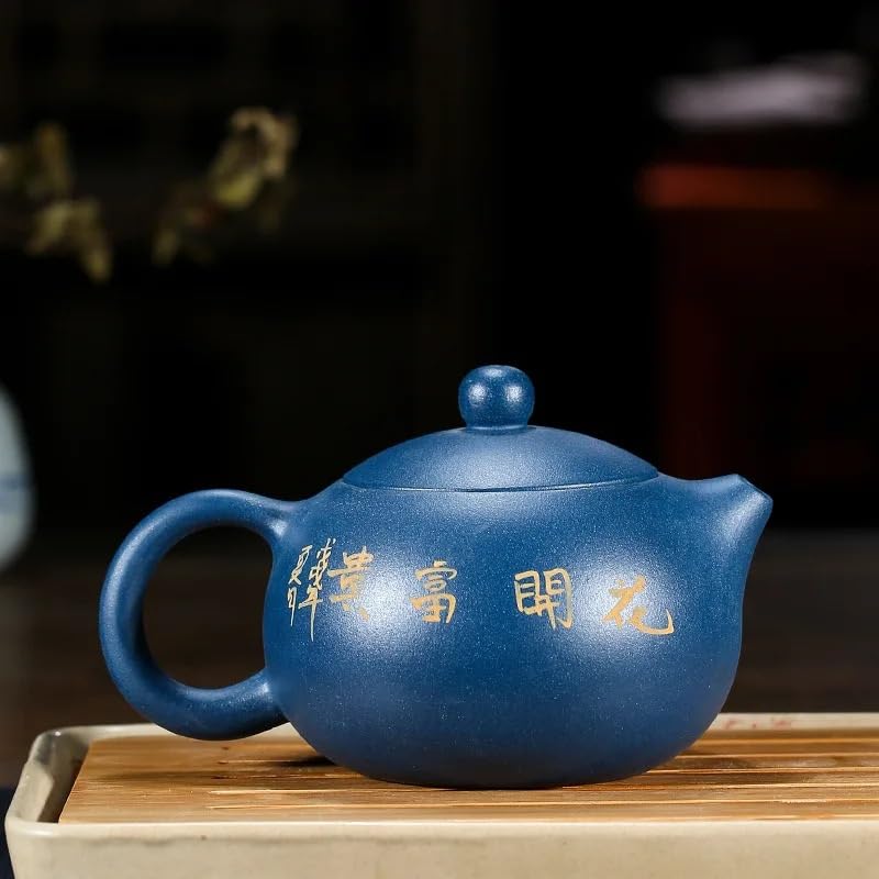 Teekanne, chinesische handbemalte Pfingstrose, violetter Sand-Teekanne, handgefertigte Kaffeekanne, Reise-Teekanne, Heim-Teezeremonie, Zubehör, 220 ml Teekanne für Herd