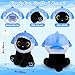 Hagusahuo Shark Plush Stuffed Cat, 8inches Black Cat Plush with Blue Shark Hood Removable, Cute Plushies Kawaii Cat Stuffed Animal Doll Toy Birthday Gifts for Kids Boys Girls