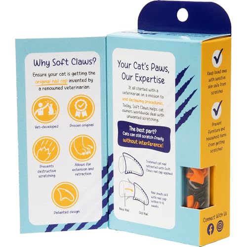 Image of Soft Claws Safe Scratch-Free Solution for Cats - CLS (Cleat Lock System), Size: Large, Color: Halloween (Orange & Black)