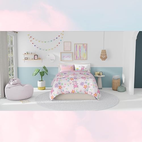 Miniatura 6 de Franco Peppa Pig - Juego de edredón y sábanas súper suaves con funda, 7 piezas, tamaño matrimonial, (producto oficial)