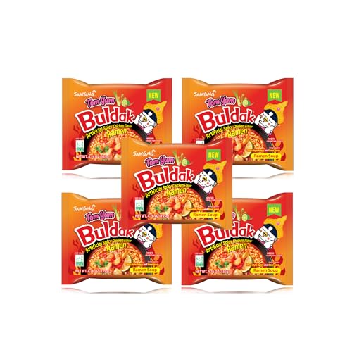 Generic FrKrUS Asian Thai Tom Yum Spicy Noodle Assortment - [Buldak Tom Yum -135g] + [MaMa Creamy Shrimp Spicy Tom Yum - 55g] (5, Buldak Tom Yum)