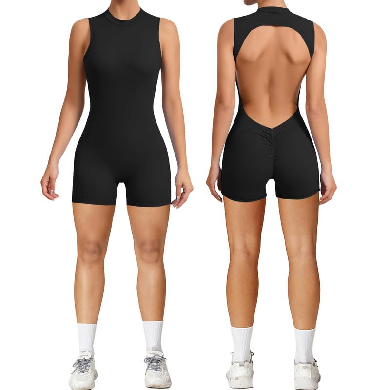 Litthing Women Backless Workout Jumpsuit