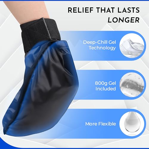 Image of SandPuppy Footcool- Foot Ice Pack Wrap for Sprained Ankle and Surgery Recovery, Reusable and Comfort 360 Degree Cooling Compression Wrap for Chemotherapy and Neuropathy, Plantar Fasciitis, Heel Spurs, Achilles, Tendonitis, Sore Feet Injuries, Gout, One Size (Black)