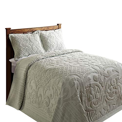 Better Trends Ashton Collection Is Super Soft And Light Weight In Medallion Design 100 Pecent Cotton Tufted Unique Luxurious Machine Washable Tumble Dry, Full/Double Bedspread, Sage #TOP1