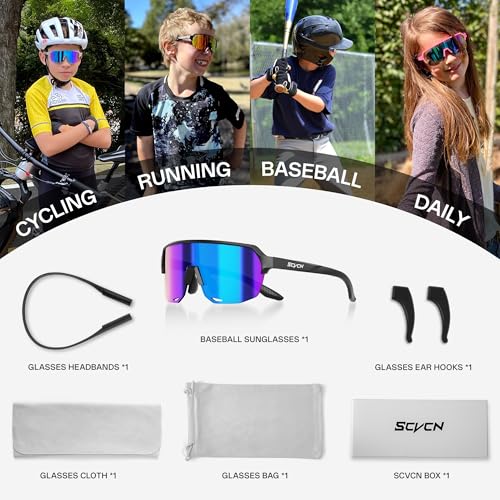 SCVCN Youth Sports Sunglasses for Boys Girls Baseball Cycling Glasses Kids,Lightweight,UV400 Protection, Ages 6–12 S9032 - image 6