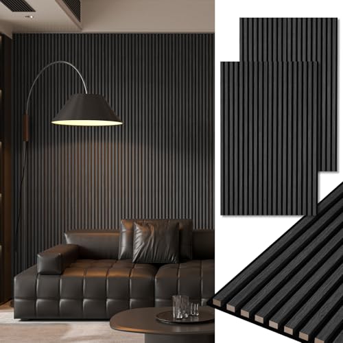 Image of Art3d 48 x 24 in Fluted Soundproof Wood Slat Wall Panel, 2-Pack, Blackwood