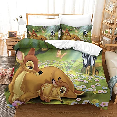 Bambi Juego De Ropa De Cama, 3 Piezas Juego De Sabanas De Fibra De Poliéster, Fundas Nordicas...