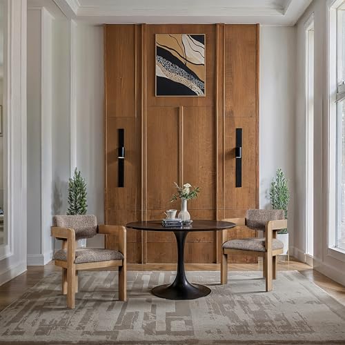 Meridian Furniture Sacha Collection Art Deco Dining Chair, Solid Fluted Wood, 22.5" W x 22" D x 31" H, Set of 2 (Brown, Natural Finish, Velvet) by Meridian Furniture - Image 3