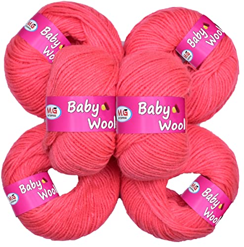 Image of M.G ENTERPRISE 100% Acrylic Wool Red (8 pc) Baby Soft 4 ply Wool Ball Hand Knitting Wool /Art Craft Soft Fingering Crochet Hook Yarn, Needle Knitting Yarn Thread Dye B