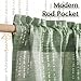 jinchan Boho Kitchen Curtains Linen Tier Curtains 36 Inches Bohemian Cafe Small Drapes Gray Striped Mudcloth Farmhouse for Bathroom RV Camper Light Filtering Rod Pocket 2 Panels Sage Green