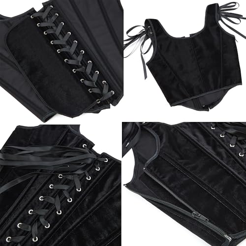 Image of Vintage-Renaissance-Corset-Top for Women-Gothic-Camisole-Overbust-Bustier | Retro floral renaissance corset bustier,women lace-up shapewear, for daily,cosplay, Halloween and themed costume