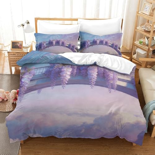 Housse de couette 3D forêt féerique microfibre parure lit double 200x200 - 2