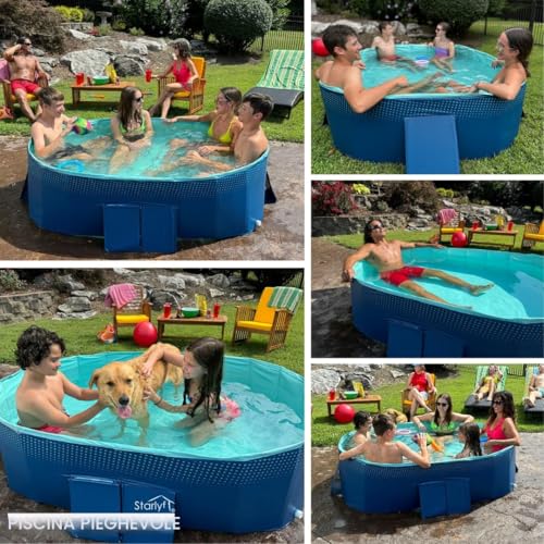 Industex - Piscina Pieghevole Foldable Pool, Piscina Per Bambini E Adulti, Piscina Smontabile, Vasca Da Bagno, Piscina Giocattolo, 600L (180 X 110 X 50 Cm) - 5