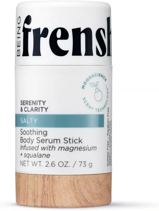 Being Frenshe Salty Body SERUM Stick | Soothing and Hydrating with Magnesium - 2.6oz | Comes with Makeup Remover Pads Gift