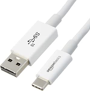 Amazon Basics USB-C to USB-A 3.1 Gen 2 Adapter Fast Charger Cable, 10Gbps High-Speed, USB-IF Certified, for Apple iPhone 15, iPad, Samsung Galaxy, Tablets, Laptops, 3 Foot, White