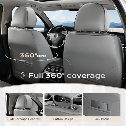Image of Coverado Seat Covers, Car Seat Covers Front Seats, Leather Seat Covers for Cars, Car Seat Protector Waterproof, Gray Car Seat Cushion, Front Carseat Cover Universal Fit for Most Cars Camo