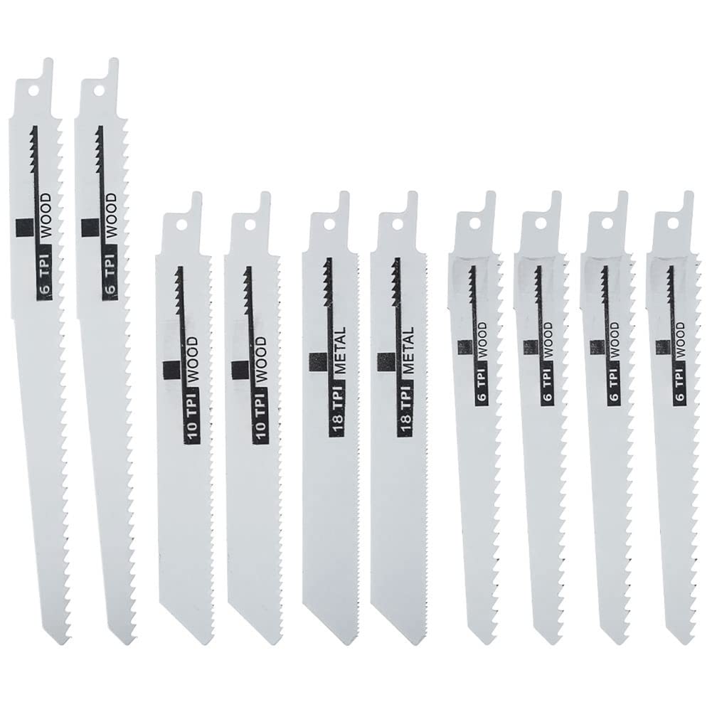10 Piezas Hoja de MúLtiple de Manual Hojas de Alternantes de Sable para Cortar Madera Metal Tubo de PVC Accesorios de Herramientas EléCtricas