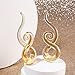 Qmcandy 2pcs Glass Splatter Spiral Ear Tapers Hanger Gauges Piercing Gauges for Ear 2g, Yellow