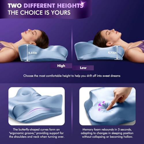 Dayme Orthopedic Memory Foam Pillows Cooling Cervical Neck Pillow Blue - image 4