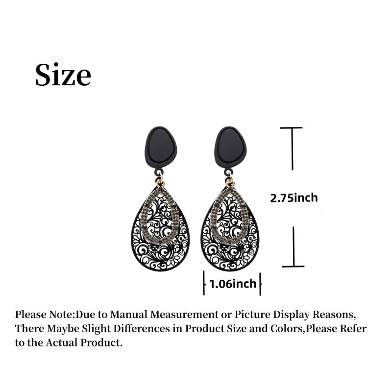 Women's Black Hollow Clip On Earrings Stud Earrings2