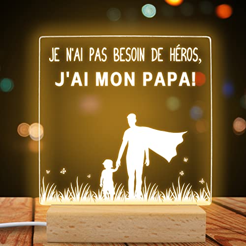Merclix Papa Veilleuse Idee Cadeau Papa Noel Cadeau Fete des Peres Original Cadeau pour Papa Anniversaire Cadeau Pere Cadeaux Papa pour Noel Cadeau Anniversaire Papa