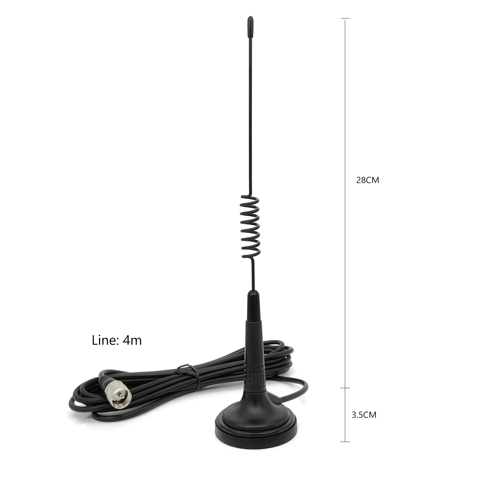 Antena radiowa CB z podstawą magnetyczną 27 MHz z PL-259 BNC męska, do samochodu, ciężarówki, pojazdu