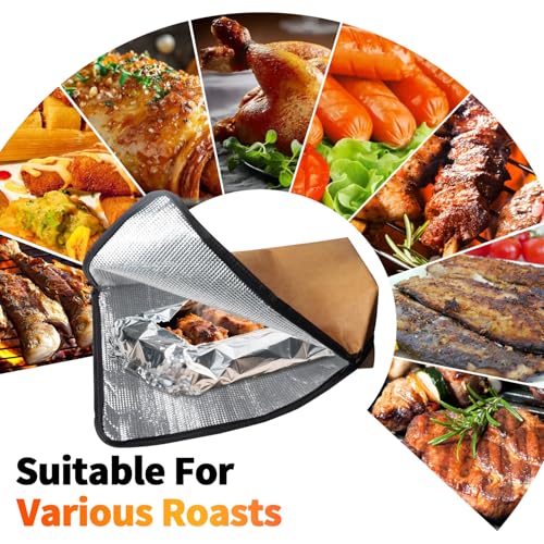 BBQ Blanket for Resting Meat: Insulated Smoker Blanket & Brisket Rest Bag, Reusable Meat Warmer for BBQ Compatible with Traeger & Pit Boss Smokers BBQ Gift for Dad Grillers (Tan)
