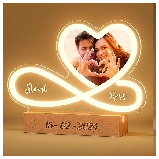 Regalos Originales para Bodas Aniversarios Parejas Lampara Personalizada Aniversarios Mujer y hombre - Día de la Madre Lamparas de Mesita de Noche Led Mama Amor 2023 Cumpleaños Foto (INFINITO LOVE 3)