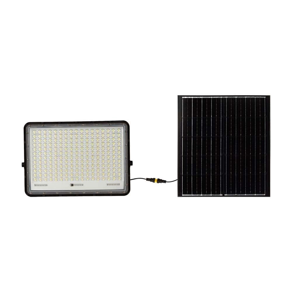 V-Tac Vt-240w Faro Led Nero Con Pannello Solare 30w E Telecomando Led Proiettore Con Batteria Sostituibile 6400k 3m Cavo - 7829