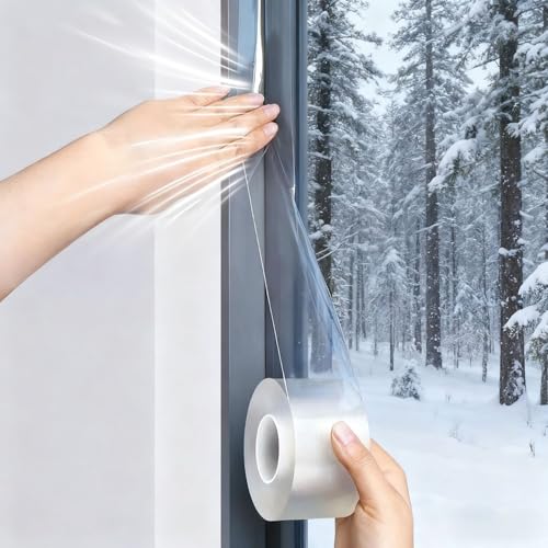 Lyivisk Cinta de sellado para ventanas, impermeable, autoadhesiva, transparente, 3 cm x 10 m, para puertas y ventanas y juntas de vidrio