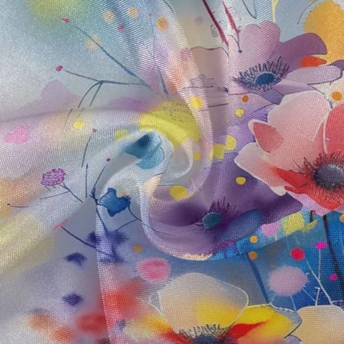 Wajiw 60 Inch Indoor Outdoor Round Tablecloth with Umbrella Hole and Zipper Waterproof Patio Table Cover for Camping Dining Room Party Outdoor Picnic,Wildflowers