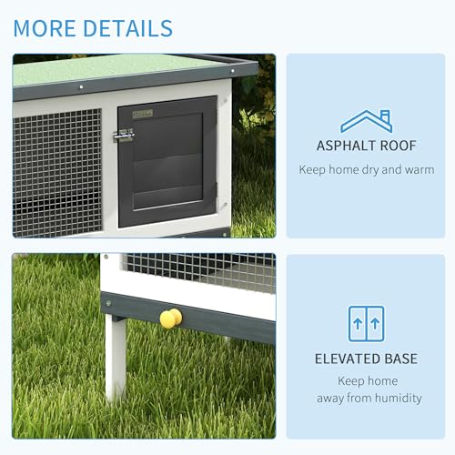 Pawhut USD51-1410131 35 Inch Wooden Rabbit Hutch Indoor thumb #6