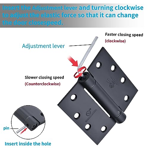 Sorgmach Self Closing Door Hinge 4-1/2 Inch Matte Black Auto Close Hinge Adjustable 4 ½"X 4 ½ Inch Spring Hinges Door Closer Hinge Square Corner Commercial Auto Self-Closing Hinge 3 Pieces thumb #1