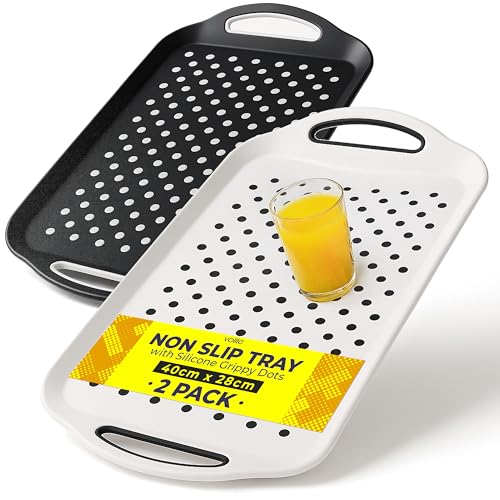 Food Trays for Eating on Couch - 2 Pack - Non Slip...