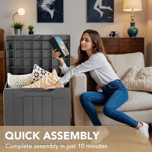 Image of The Artment Gray StorraDeck 117 Ltr Storage Box - Waterproof, UV-Resistant Resin Deck Box with Lockable Lid for Indoor & Outdoor Multipurpose Use | Durable Storage for Balcony, Hall, Garden & Patio