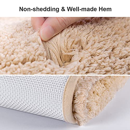 Image of VANZAVANZU Bath Mats Non Slip Ultra Soft Absorbant Microfiber Fluffy Thick Bathroom Rugs Machine Washable (24 inchx36 inch, Beige)