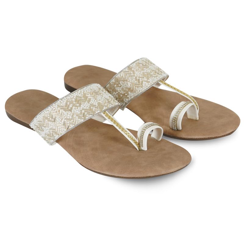 Image of DFR Flip Flops for Women Daily Use Comfortable Ethnic Embroidered Girls Slippers flipflops chappals