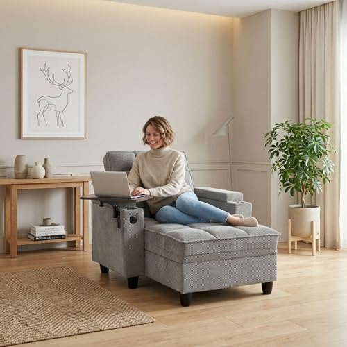 Oversized 3-in-1 Chaise Lounge with Storage and Swivel