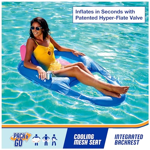 Image of SwimWays Spring Float Recliner, Fast-Inflating Adult Pool Lounger; Ages 15+
