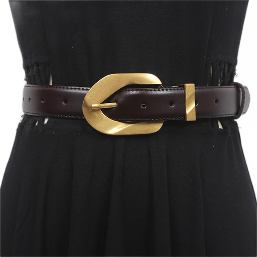 Metal buckle leather leather leather belt with belt and coat