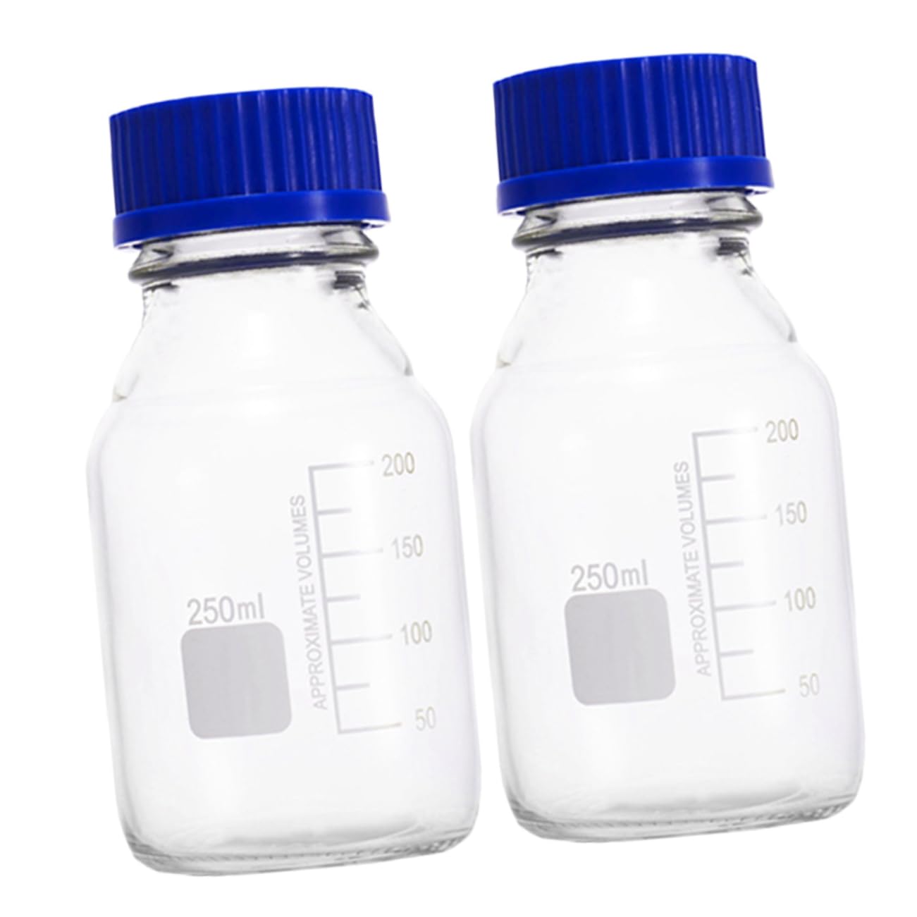 Boccette Reagenti Laboratorio 250ml in Vetro Graduate 2 Pezzi