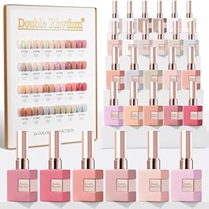 Double Rhythm 28Pcs 0.5Oz Gel Nail Polish Set Same Color Same Bottle Soak Off Gel Polish Kit Nail Art Manicure Salon DIY at Home for Women (Nude Pink Collection-T24-3)