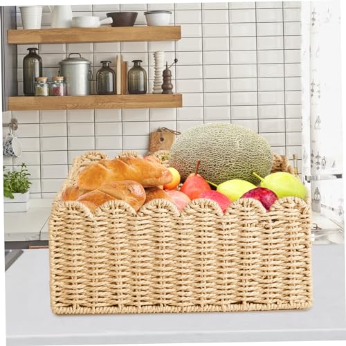 Panier de rangement tissé festonné en osier haut de gamme