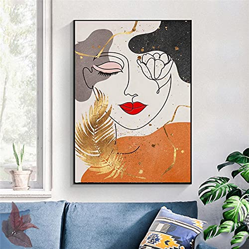 Affiche visages abstraits feuille d'or pour transformer un mur vide