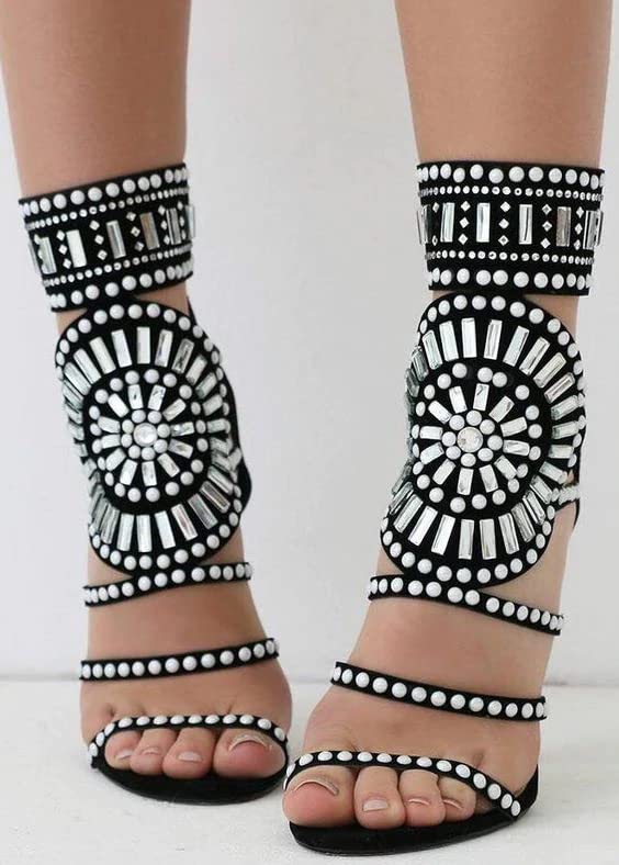 Strappy High Stiletto Heel Dress Gladiator Peep Toe Sandals Apricot Color4