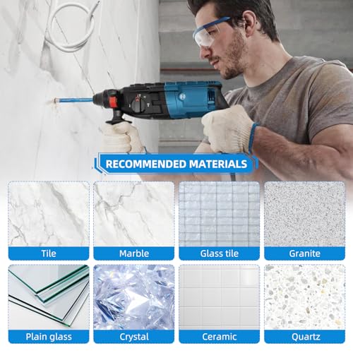 8 Stück Fliesenbohrer Glasbohrer Set, 5/6/8/10/12/14mm Diamant Fliesenbohrer Set und 2 Stück 6mm Metall Bohren, Diamantbohrer, Diamant Bohrer Fliesen für Glas, Porzellan, Keramik, Granit